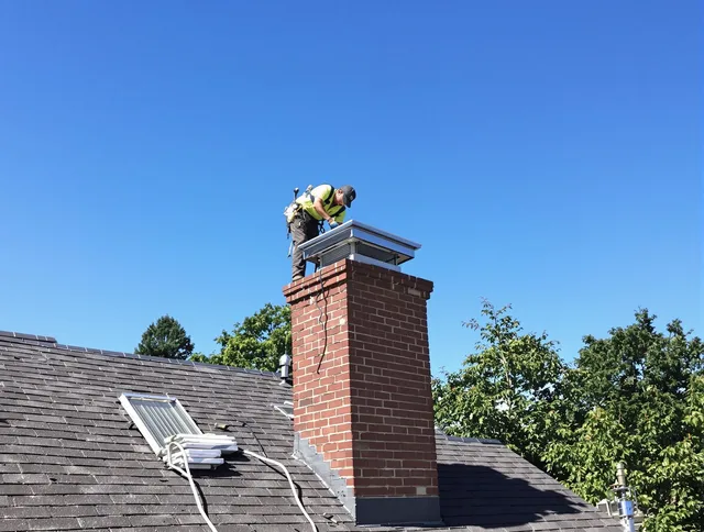 Wildomar Chimney Sweep technician measuring a chimney cap in Wildomar, CA