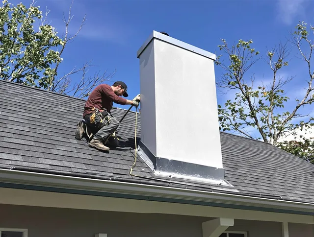 Wildomar Chimney Sweep team member finishing chimney construction in Wildomar, CA
