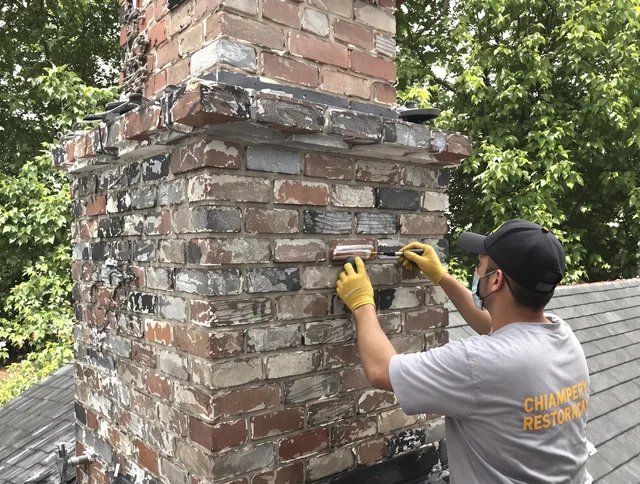 In-progress chimney restoration by Wildomar Chimney Sweep in Wildomar, CA