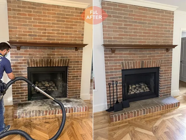 Wildomar Chimney Sweep carefully sanitizing a fireplace in Wildomar, CA