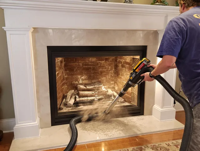 Fireplace cleaning performed by Wildomar Chimney Sweep in Wildomar, CA