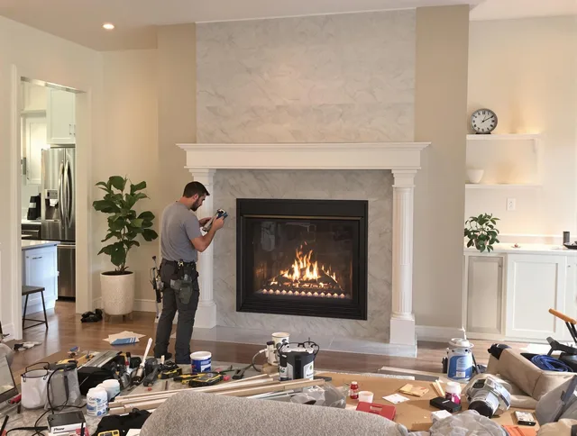 Newly installed fireplace by Wildomar Chimney Sweep in Wildomar, CA